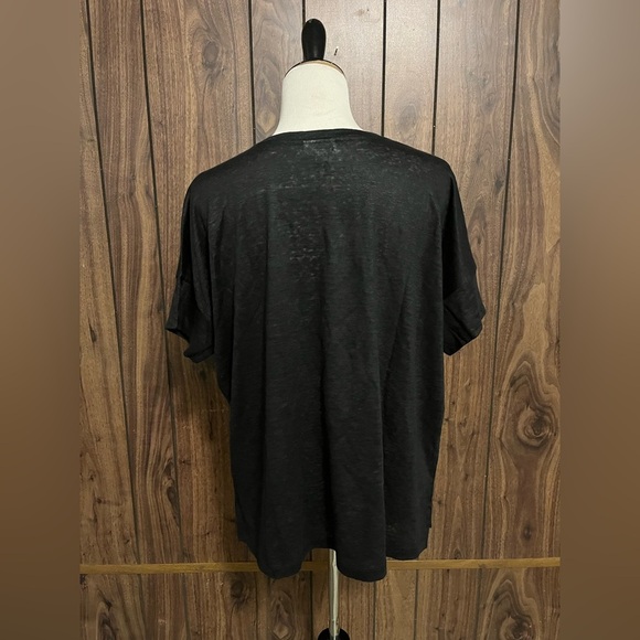 J JILL PURE JILL BLACK PULLOVER SHORT SLEEVE BLOUSE ROUND NECK TOP SZ L - Picture 4 of 7